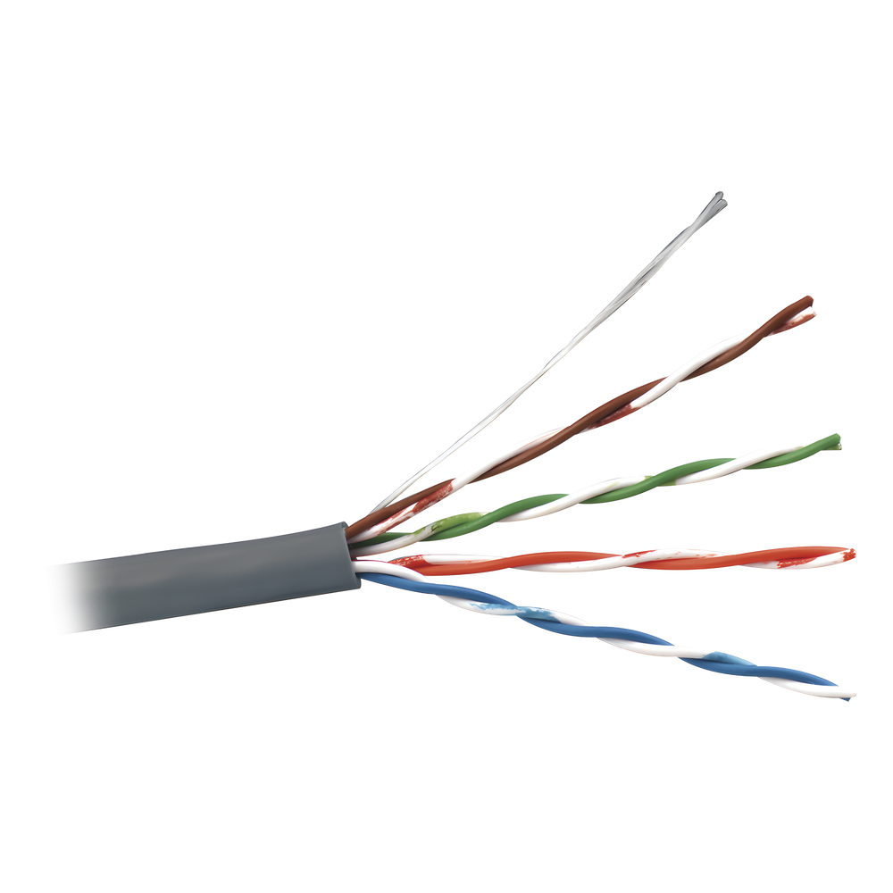 Bobina de Cable UTP de 4 Pares, Cat5e, PVC (CM), Color Gris, 24 AWG, 305 Metros (1000 Pies)