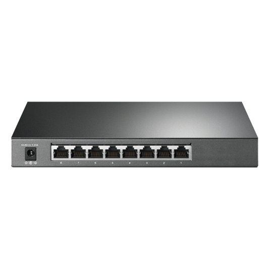 Switch Omada / 8 Puertos Gigabit  / 4 Puertos PoE+ 802.3at/af / Presupuesto PoE 62 W / 30 W por Puerto / Gestión Cloud Omada / L3 Static Routing / Sin Ventilador / Metal