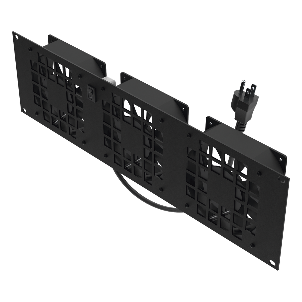 Kit de 3 Ventilador 110 Vca (12 x 12 cm) con Clavija 5-15P. Para instalación en Postes Rack