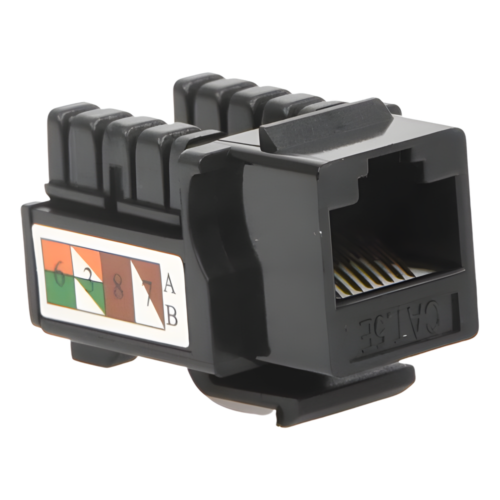 Módulo Jack Keystone Cat5e con Terminación 110 (Punchdown) para Faceplate - Color Negro