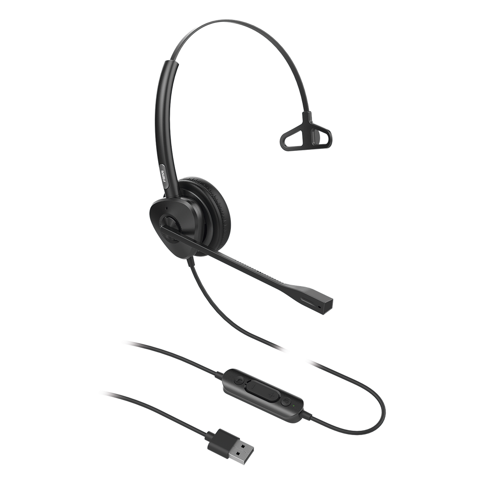 Diadema monoaural con tecnología antishock para teléfonos IP FANVIL con interfaz USB con micrófono de cancelación de ruido, larga durabilidad