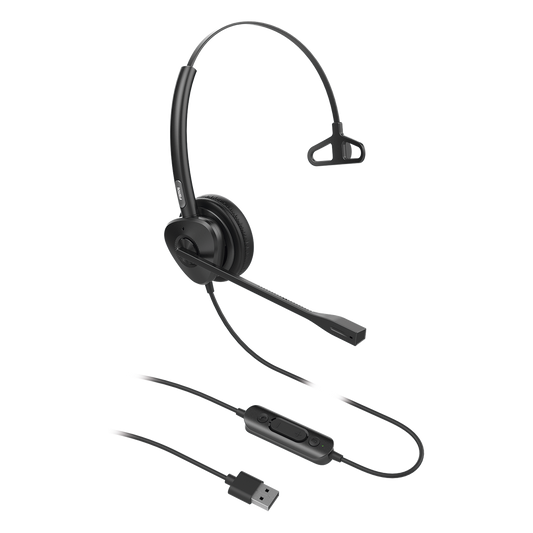Diadema monoaural con tecnología antishock para teléfonos IP FANVIL con interfaz USB con micrófono de cancelación de ruido, larga durabilidad