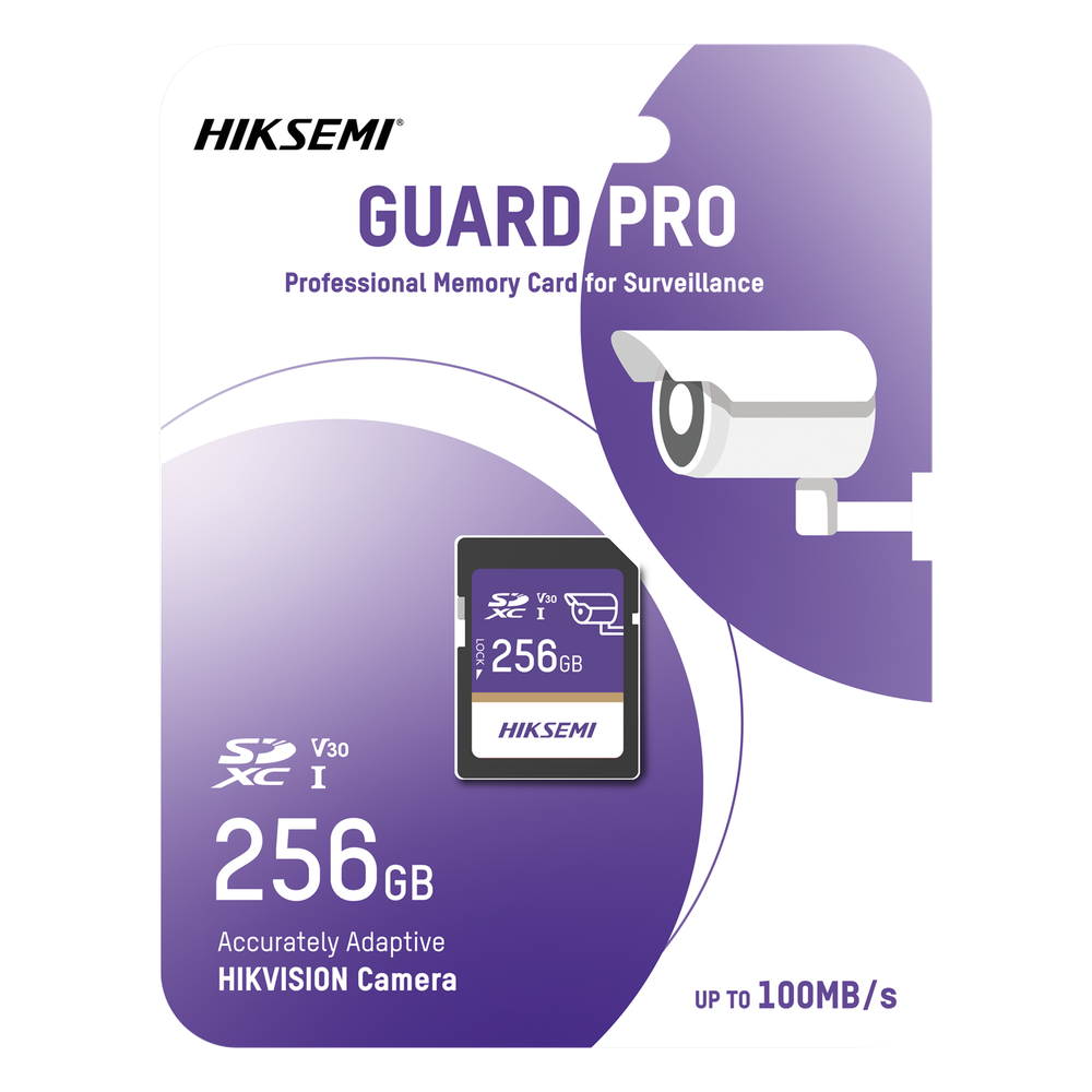Tarjeta SD GuardPro P10 / 256 GB / 100 MB/s Lectura / 90 MB/s Escritura / Clase 10 U3 V30 / 3D TLC NAND / Especializada Para Videovigilancia 24/7