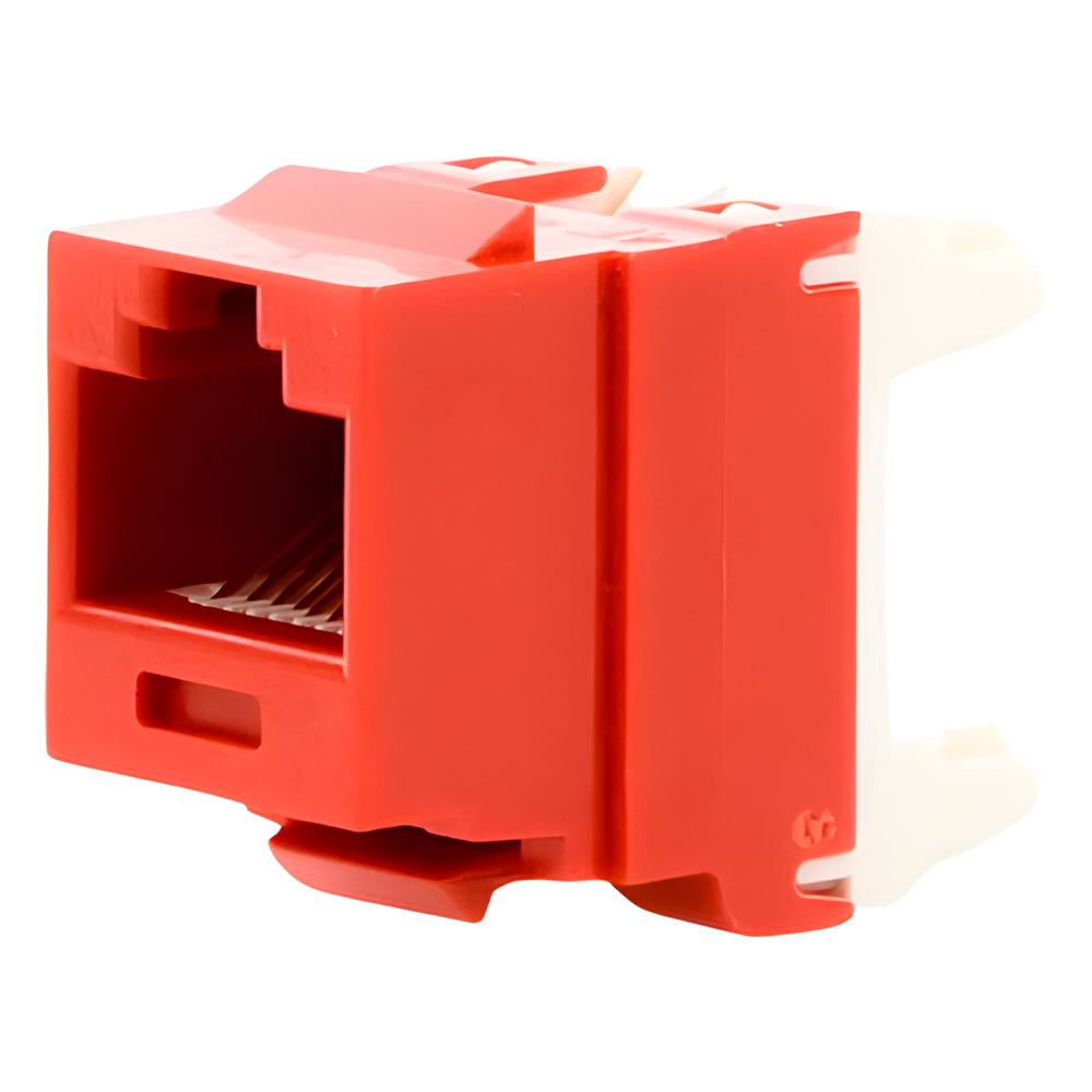 Conector Jack Estilo 110 (de Impacto), Tipo Keystone, Categoría 6, de 8 Posiciones y 8 Cables, Color Rojo