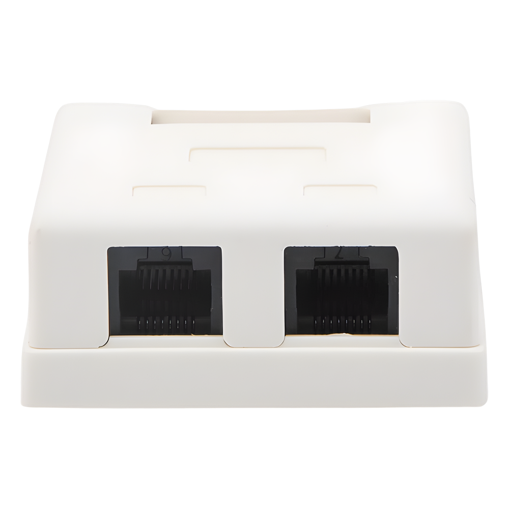 Caja de Pared con 2 Puertos, Incluye 2 Jacks UTP Cat5e Keystone
