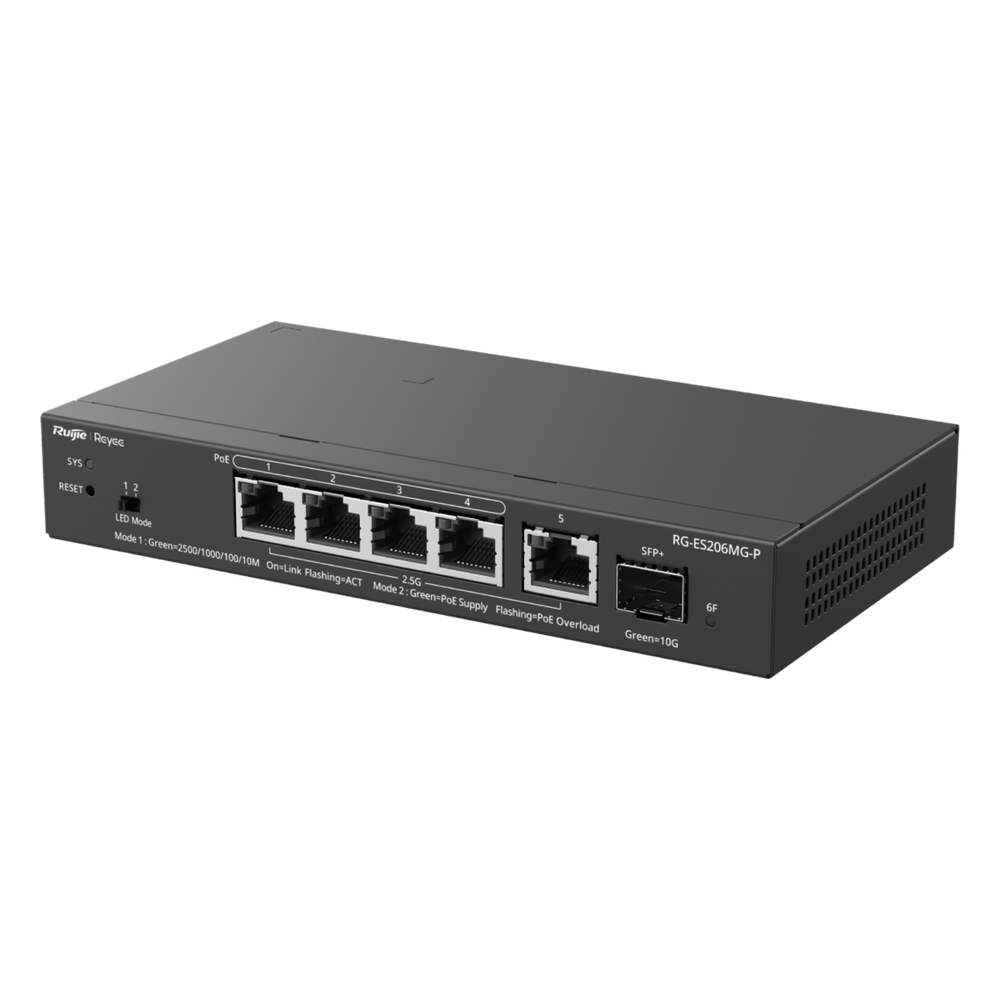 Switch Administrable Capa2 PoE+ con 5 puertos Multi-Gigabit 2.5Gb, hasta 70w PoE