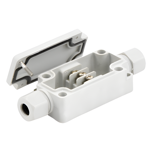 Caja de Conexión Exterior con Terminales Intermedias para 3 Líneas (Tornillo simple). Incluye Glándulas.