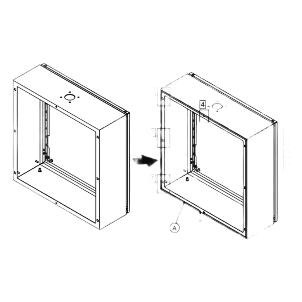 Gabinetes para pantalla HMI Industrial de Acero / 400x600x210 mm (15.7x23.6x8.3 in) / IP55 IK10 / Compatible con Montaje de Brazo Oscilante / Placa Frontal Removible