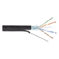Bobina de Cable FTP con Mensajero de Acero de 305 Metros (1000 Pies) Cat6+ Calibre 23, Color Negro, para Aplicaciones en Video Vigilancia y Redes de Datos / Uso en Intemperie y Aplicaciones Aéreas