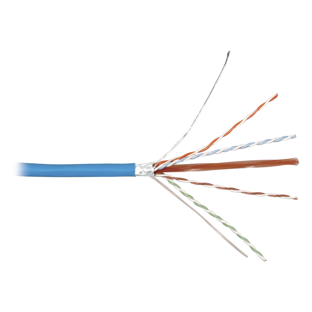 Bobina de Cable Blindado F/UTP de 4 Pares, Z-MAX, Cat6A, Soporte de Aplicaciones 10GBase-T, CMR (Riser), Color Azul, 305 Metros (1000 Pies)