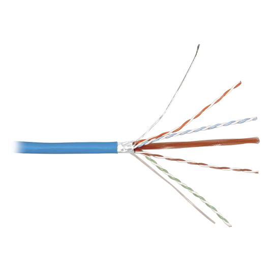 Bobina de Cable Blindado F/UTP de 4 Pares, Z-MAX, Cat6A, Soporte de Aplicaciones 10GBase-T, CMR (Riser), Color Azul, 305 Metros (1000 Pies)