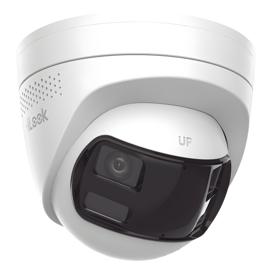 [Dual Light] Turret IP 8 Megapixel / Imagen Panorámica 180°/ PoE / Micrófono y Bocina Integrado / Exterior IP67 / Audio Bidireccional / Alarma Visual y Auditiva Integrada / Smart Supplement Light / Micro SD 512 GB