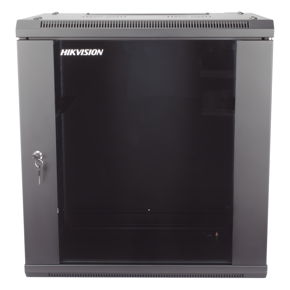 Gabinete para Montaje en Pared - Piso / Puerta de Cristal Templado / Cuerpo Fijo / 12 Unidades de Rack / 19" / Fabricado en Acero