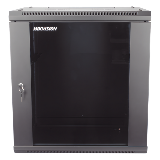 Gabinete para Montaje en Pared - Piso / Puerta de Cristal Templado / Cuerpo Fijo / 12 Unidades de Rack / 19" / Fabricado en Acero