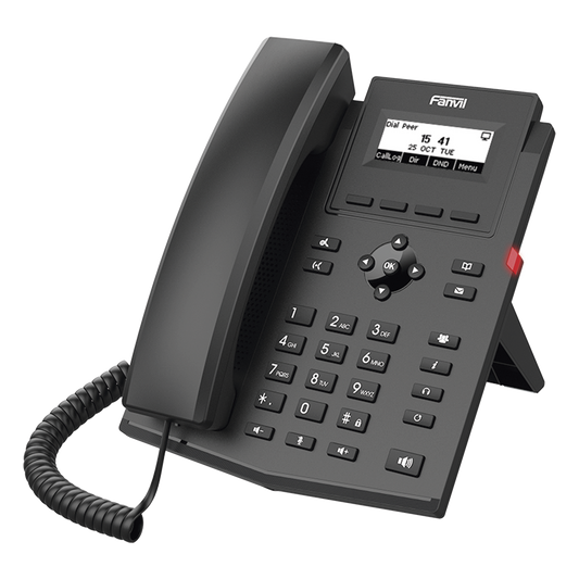 Teléfono IP / 2 Líneas SIP / Pantalla LCD 2.3" 132x64 / Audio HD G.722 y Opus / Conferencia 6 Vías / PoE 802.3af / Puertos Ethernet Duales Gigabit / Soporte EHS