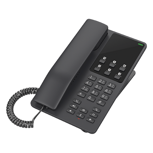 Teléfono IP Hotelero, 2 líneas SIP con 2 cuentas, codec Opus, IPV4/IPV6, color negro, con gestión en la nube GDMS