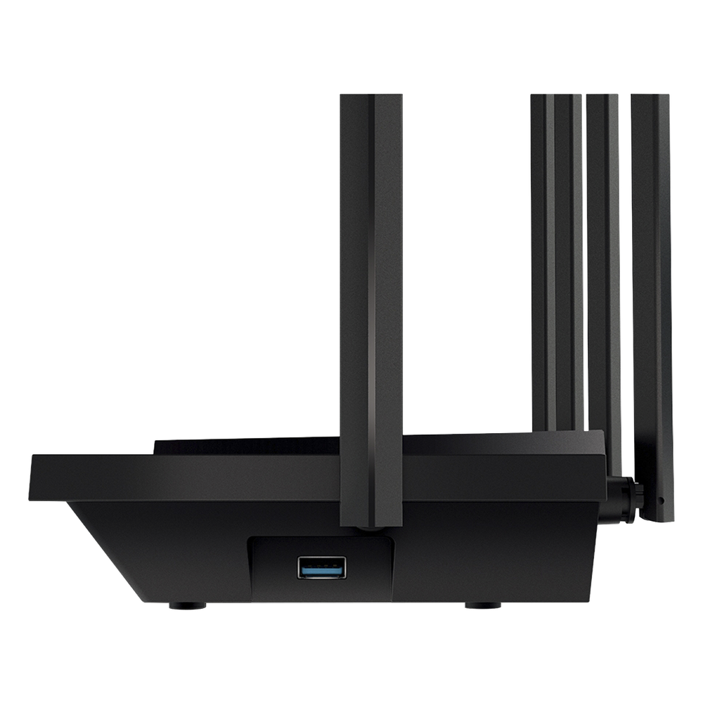 Router WiFi 6 Doble Banda / AX5400 MU-MIMO 4X4 y OFDMA / 1 puerto WAN 10/100/1000 Mbps / 4 puertos LAN 10/100/1000 Mbps / 1 puerto USB 3.0 /  6 potentes antenas / Administración App (Tether) o Página web / Protección HomeShield