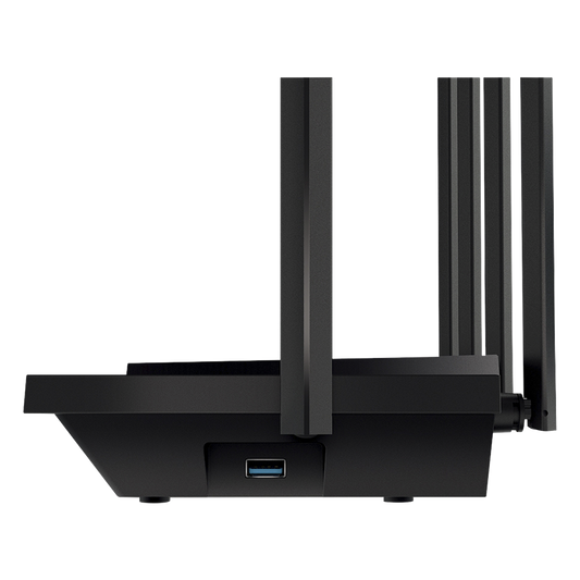 Router WiFi 6 Doble Banda / AX5400 MU-MIMO 4X4 y OFDMA / 1 puerto WAN 10/100/1000 Mbps / 4 puertos LAN 10/100/1000 Mbps / 1 puerto USB 3.0 /  6 potentes antenas / Administración App (Tether) o Página web / Protección HomeShield