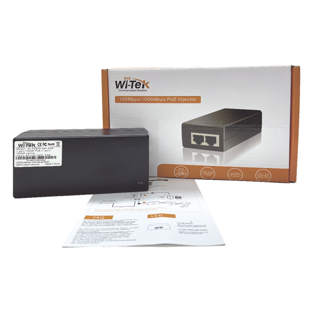 Inyector PoE 30W / PoE 802.3 af/at / 48V / Conexión plug and play / Alcance de hasta 100 metros / Aplicaciones CCTV