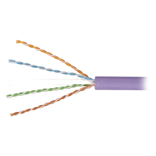 Bobina de Cable Blindado F/UTP de 4 Pares, Z-MAX, Cat6A, Soporte de Aplicaciones 10GBase-T, LS0H (Libre de Gases Toxicos), Color Violeta, 305 Metros (1000 Pies)