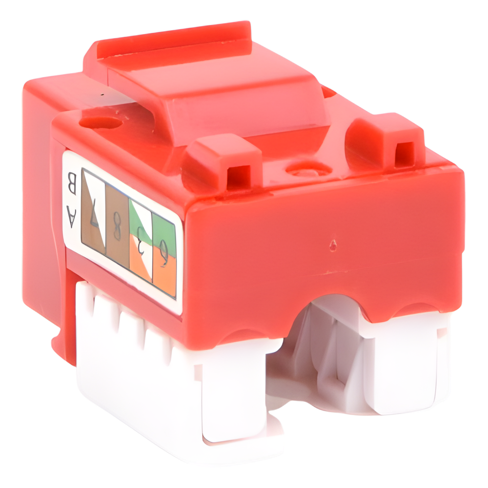 Módulo Jack Keystone Cat5e con Terminación 110 (Punchdown) para Faceplate - Color Rojo