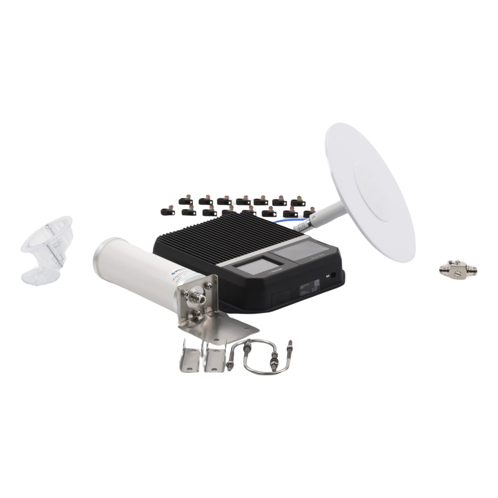 Kit Amplificador Office 200 para 2G, 3G y 4G / Mejora llamadas convencionales y VoLTE / Amplifica señal de TELCEL, AT&T y MOVISTAR / Cubre hasta 400 m² con una antena y hasta 1600 m² con 4 antenas.