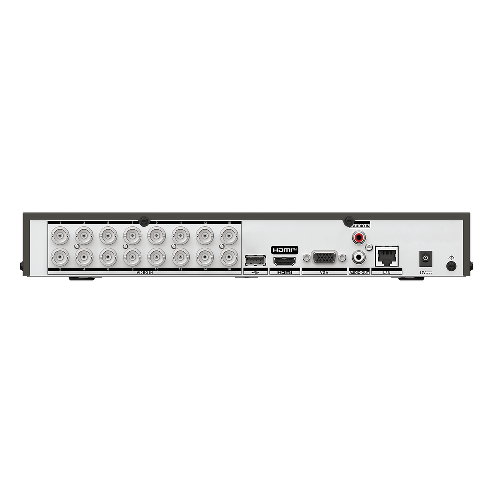 DVR 16 Canales TURBOHD + 16 Canales IP / 8 Megapixel (4K) / Audio Bidireccional / ACUSENSE / Audio Bidireccional / 1 Bahía de Disco Duro / Salida de Video en Full HD / H.265+