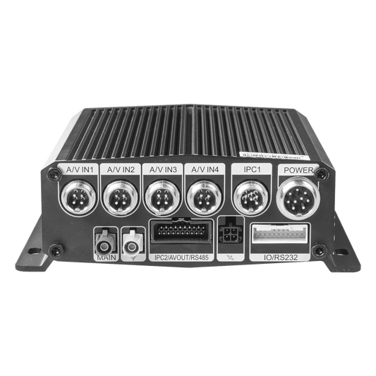 DVR Móvil / Multiplataforma / 4 Canales AHD + 2 canales IP/ Almacenamiento en Memoria Micro SD / H.265 / Chip IA Embebido / Soporta 4G / GPS