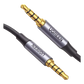 Cable Auxiliar de 3.5mm / Cable Audio Estéreo / Núcleo de Alambre de Cobre Esmaltado / Carcasa de Aluminio Azul + Nylon Trenzado /  Soporta Micrófono / 2 Metros