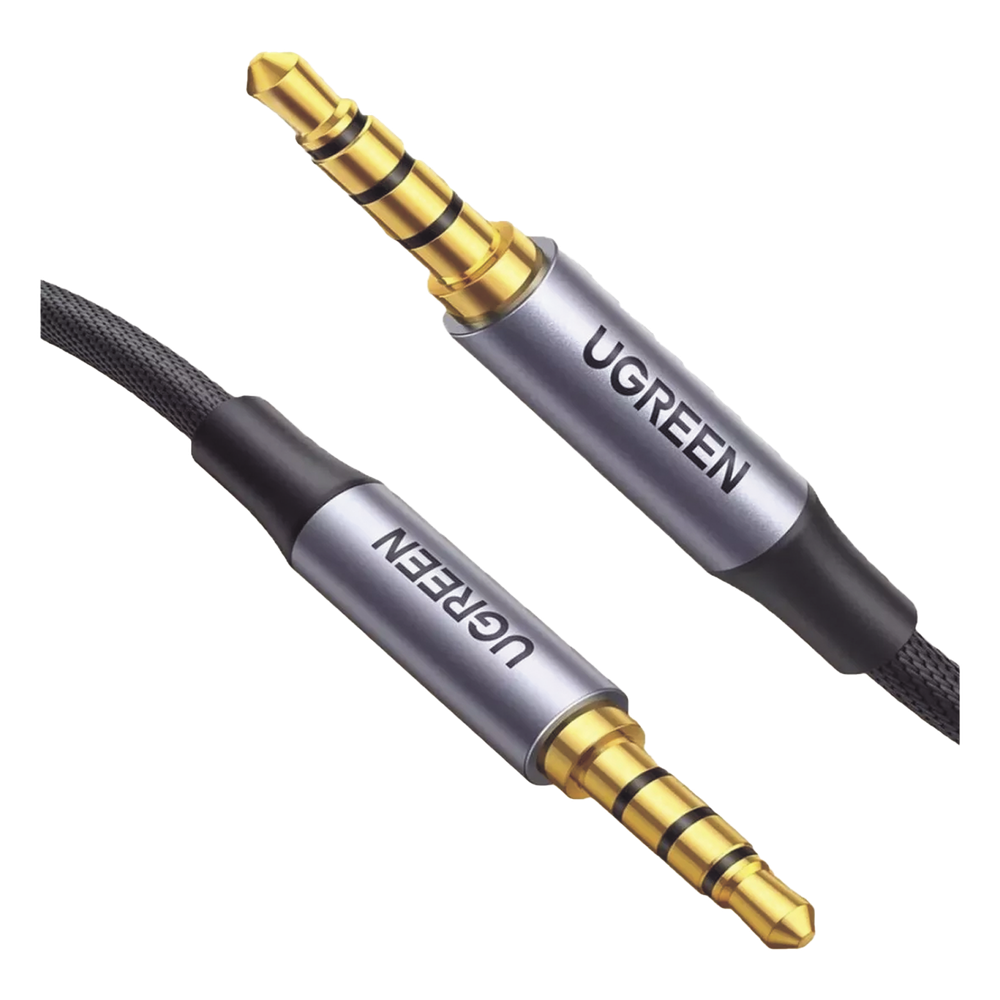 Cable Auxiliar de 3.5mm / Cable Audio Estéreo / Núcleo de Alambre de Cobre Esmaltado / Carcasa de Aluminio Azul + Nylon Trenzado /  Soporta Micrófono / 2 Metros