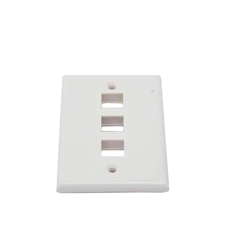 Placa de Pared de 3 Puertos, Keystone, Color Blanco