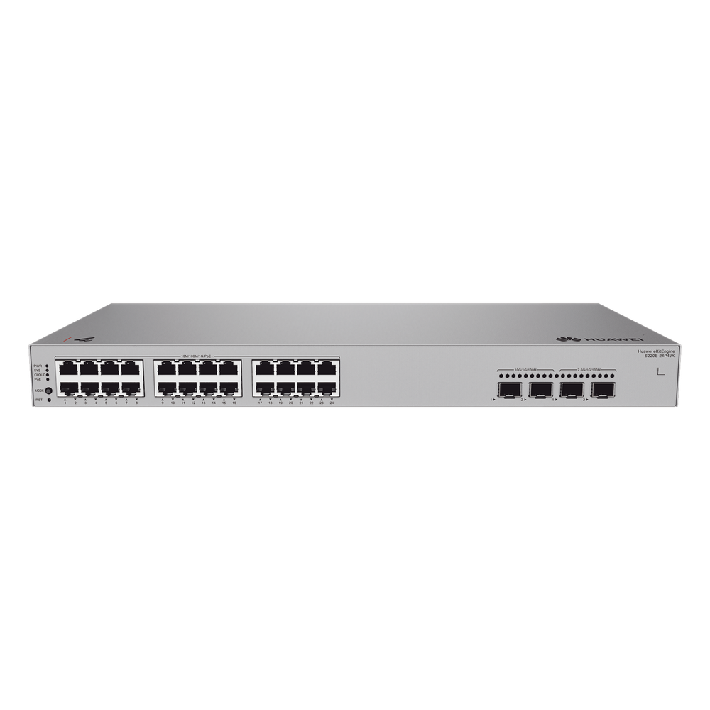 Switch de Acceso eKit Administrable / Capa 2 / 24 Puertos PoE+ Gigabit + 2 Puertos SFP(2.5 Gbps) + 2 Puertos SFP+(10 Gbps) / PoE Perpetuo / Presupuesto PoE 400 W / Sin licenciamiento