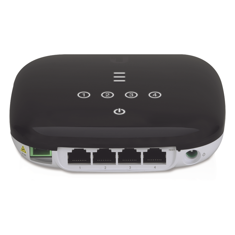 UFiber WiFi 802.11n GPON ONU, Unidad de red óptica con 1 puerto WAN GPON (SC/APC) + 4 puertos LAN Gigabit Ethernet