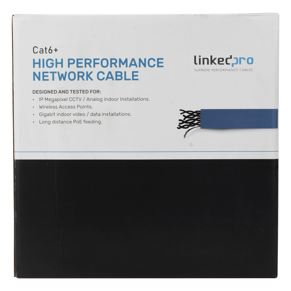 Bobina de Cable de 305 Metros (1000 Pies) Cat6+ Blindado F/UTP, CM, Calibre 23 Alto Rendimiento, ETL, UL, Color Azul, Super Flexible, para Aplicaciones de Video Vigilancia, Video HD, y Redes de Datos. Uso Interior.