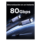 Cable USB-C Thunderbolt 5 / 80 Gbps Bidireccional / 120 Gbps Unidireccional / 1 m (3.28 ft) / 24 Pines / E-Marker IP2133H / 5A Máximo / Aluminio + Cobre Blindado