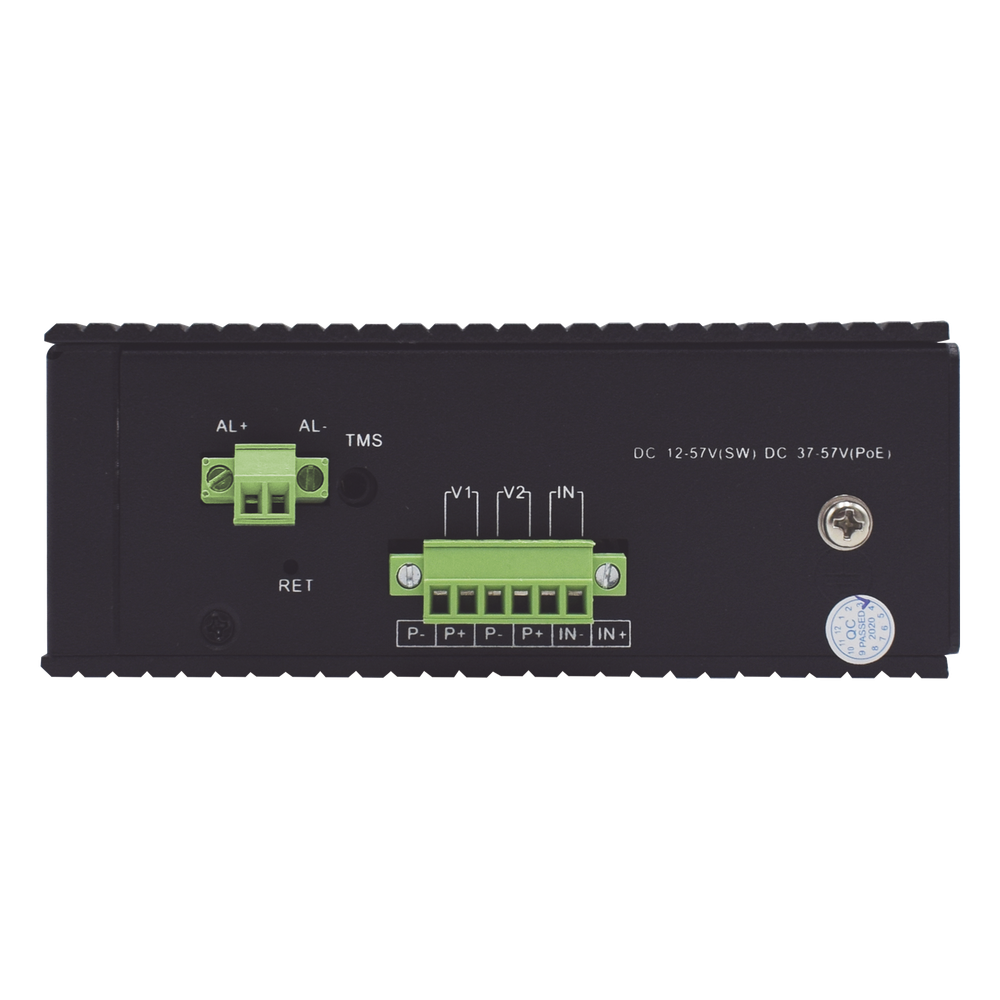 Switch Industrial administrable PoE, puerto 1-2 PoE 24/48. puertos 3-8 puertos 802.3 af/at/bt, hasta 60 W