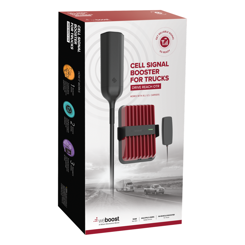 KIT Amplificador de Señal Celular 4G, 3G, VoLTE y Voz Convencional, Drive Reach OTR/ Especial para Tractocamión y Pick up Pesados/ Soporta múltiples dispositivos y compañías como Telcel, AT&T y Movistar a la vez.