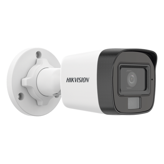 [Dual Light] Bala IP 2 Megapixel (1080p) / Lente 2.8 mm / Ángulo de visión 101° / 20 mts IR + 15 mts Luz Blanca / Micrófono Integrado / ACUSENSE Lite / Exterior IP67 / PoE / dWDR / H.265+ / ONVIF