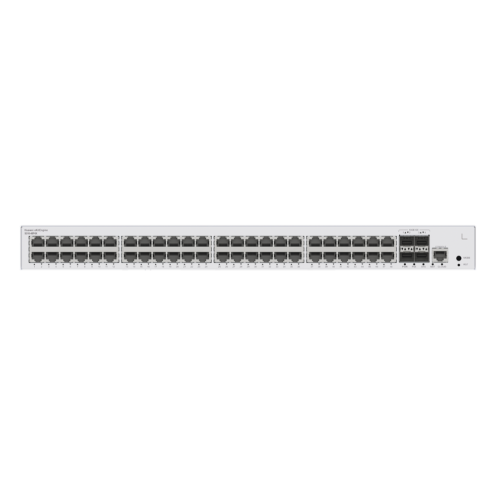 Switch de Distribución/Core Gigabit Administrable PoE Capa 3 / 48 puertos 10/100/1000 Mbps (PoE) / 4 Puertos 10GE SFP+ Uplink / ERPS / Rutas Estáticas / iStack / PoE Perpetuo / 380W / Administración Nube Gratis