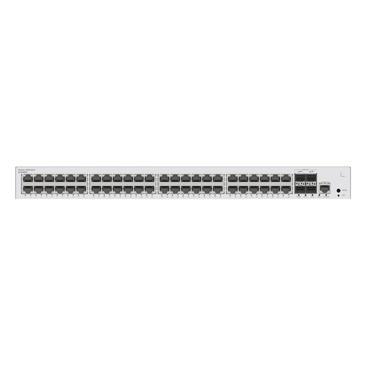 Switch de Distribución/Core Gigabit Administrable PoE Capa 3 / 48 puertos 10/100/1000 Mbps (PoE) / 4 Puertos 10GE SFP+ Uplink / ERPS / Rutas Estáticas / iStack / PoE Perpetuo / 380W / Administración Nube Gratis