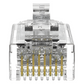 Plug RJ45 Cat6/6A, Para Cable UTP de Calibre 28 AWG (Diámetro Reducido), Chapado en Oro de 50 Micras, Paquete de 100 Piezas