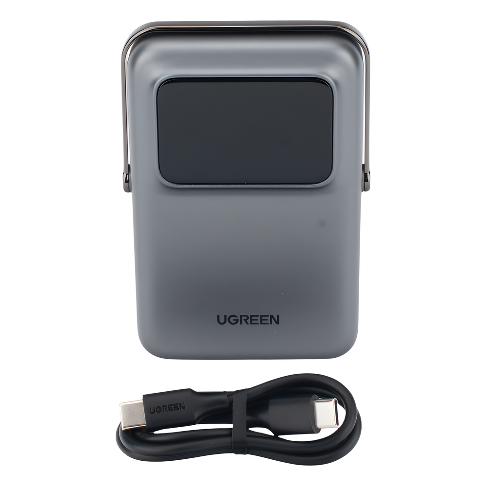 Power Bank Serie UNO Inalambrico | 10000mAh | 7.5W/20W  |  Con Emojis de Estado | Carga Rápida USB-C Bidireccional  | Pantalla TFT  Inteligente | Con Holder | Color Grey.