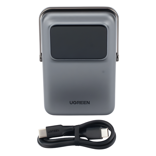 Power Bank Serie UNO Inalambrico | 10000mAh | 7.5W/20W  |  Con Emojis de Estado | Carga Rápida USB-C Bidireccional  | Pantalla TFT  Inteligente | Con Holder | Color Grey.
