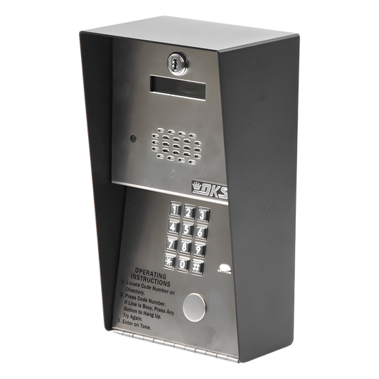 Audioportero Telefónico DKS Para 600 números Telefónicos / Control Para 2 Puertas / Gabinete Para Sobreponer/ Marcación a 16 Digitos / Linea Análoga o Digital