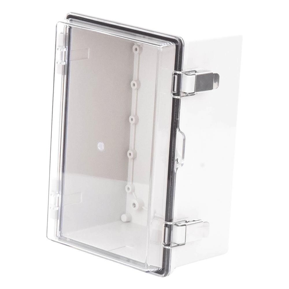 Gabinete Plástico ABS, Puerta Transparente, Uso en Intemperie IP66 (190 x 290 x 140 mm) cierre por Broche Inoxidable y Permite Cerrado con Candado y Llave (Perno 5mm) No Incluido
