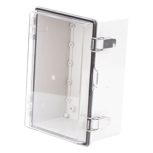 Gabinete Plástico ABS, Puerta Transparente, Uso en Intemperie IP66 (190 x 290 x 140 mm) cierre por Broche Inoxidable y Permite Cerrado con Candado y Llave (Perno 5mm) No Incluido