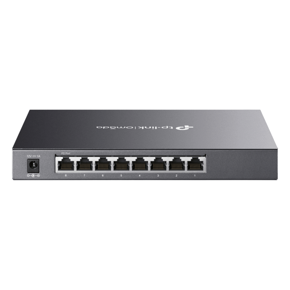 Switch Administrado Gigabit 8 Puertos / Omada SDN / 16 Gbps Capacidad Switching / Gestión Cloud y Local / VLAN / QoS / ACL / Sin Ventiladores / Montaje Pared-Escritorio
