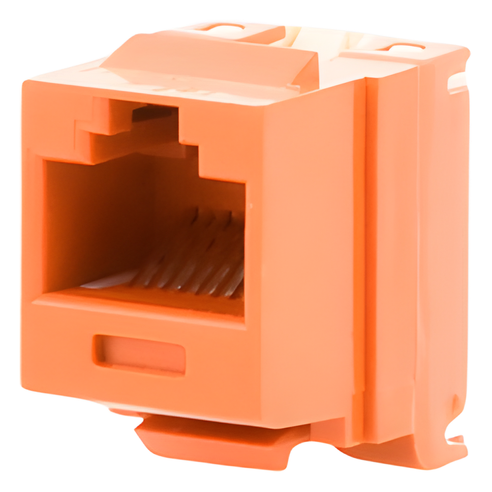 Conector Jack Estilo 110 (de Impacto), Tipo Keystone, Categoría 6, de 8 Posiciones y 8 Cables, Color Naranja