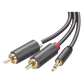 Cable Adaptador de 3.5mm Macho a 2 RCA Macho / 5 Metros (16.40 Pies) / Color Gris / Blindaje Múltiple / ABS / Alta Calidad