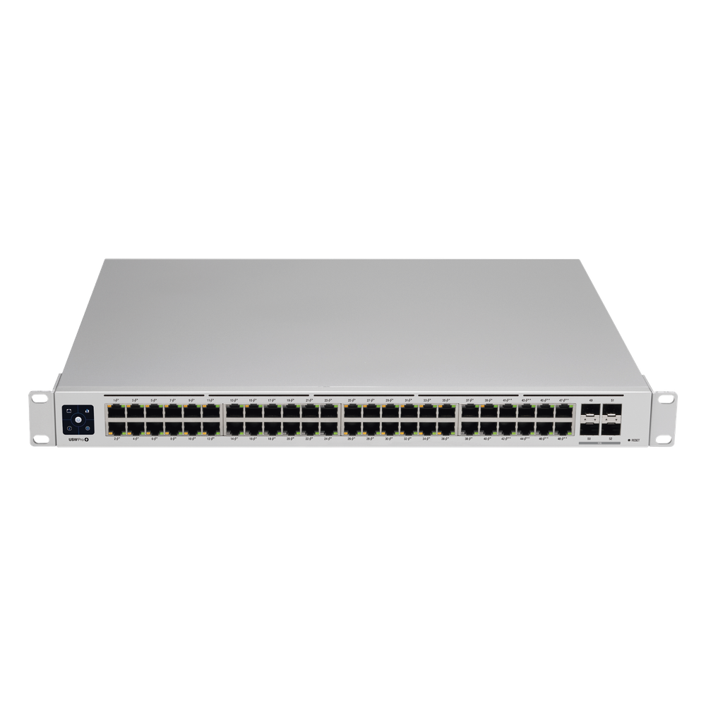 UniFi Switch USW-Pro-48-POE Gen2, Capa 3 de 48 puertos PoE 802.3at/bt + 4 puertos 1/10G SFP+, 600W, pantalla informativa